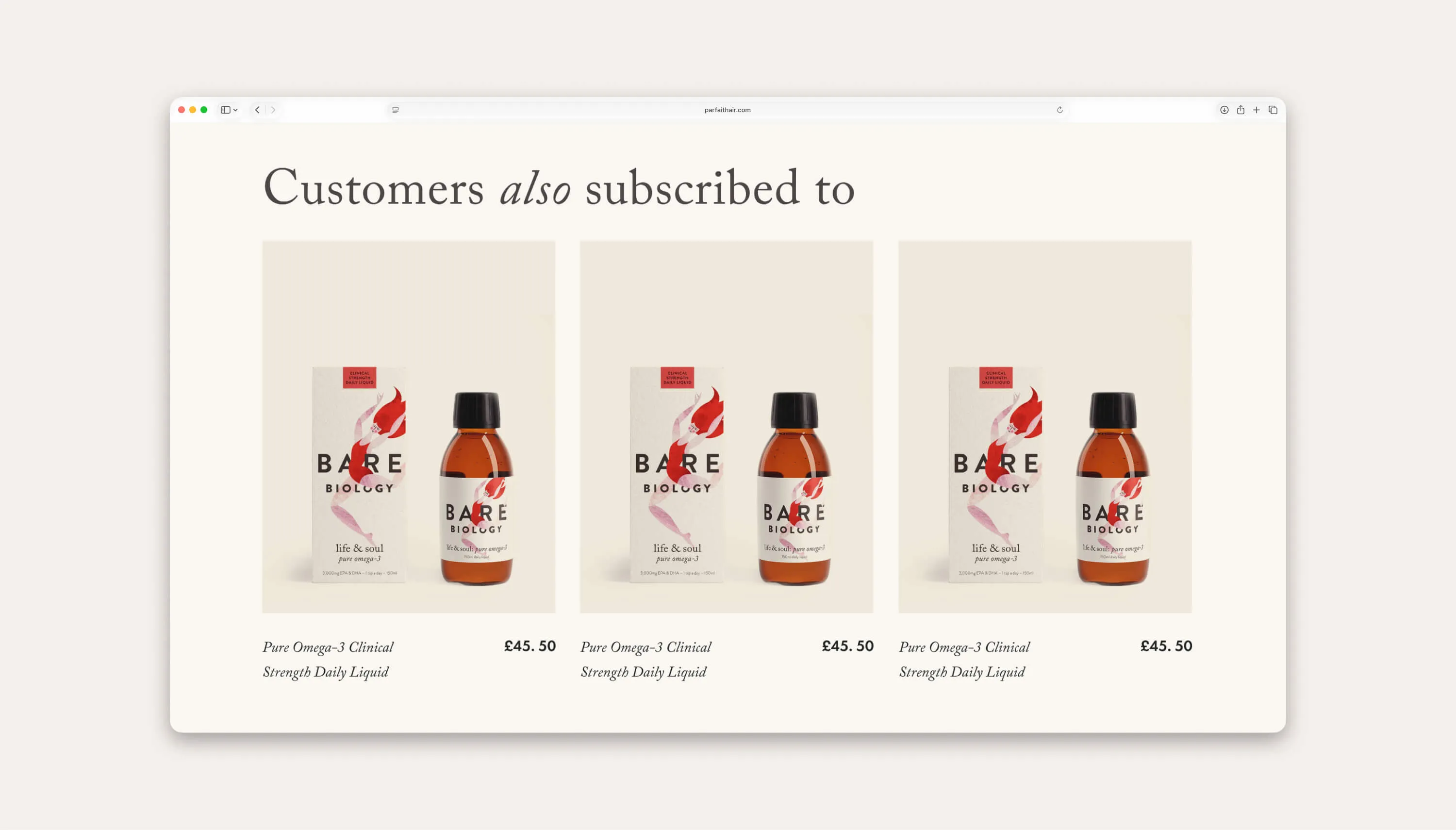 Mock-up of secondary section promoting other subscription products.