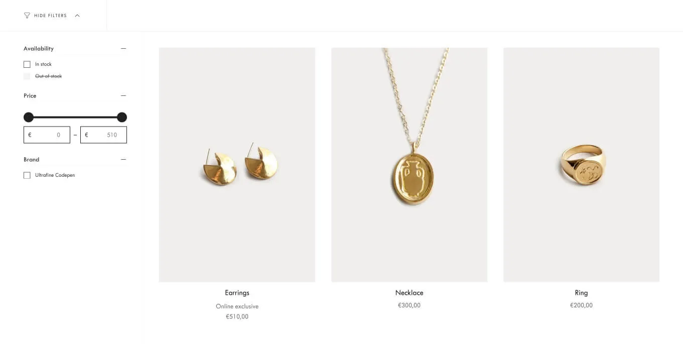 In this example we’ve added “Online exclusive” as a cutline to the Earrings