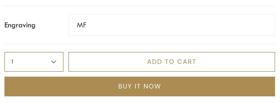 Screenshot of an “Engraving” line item property added via the Customizer