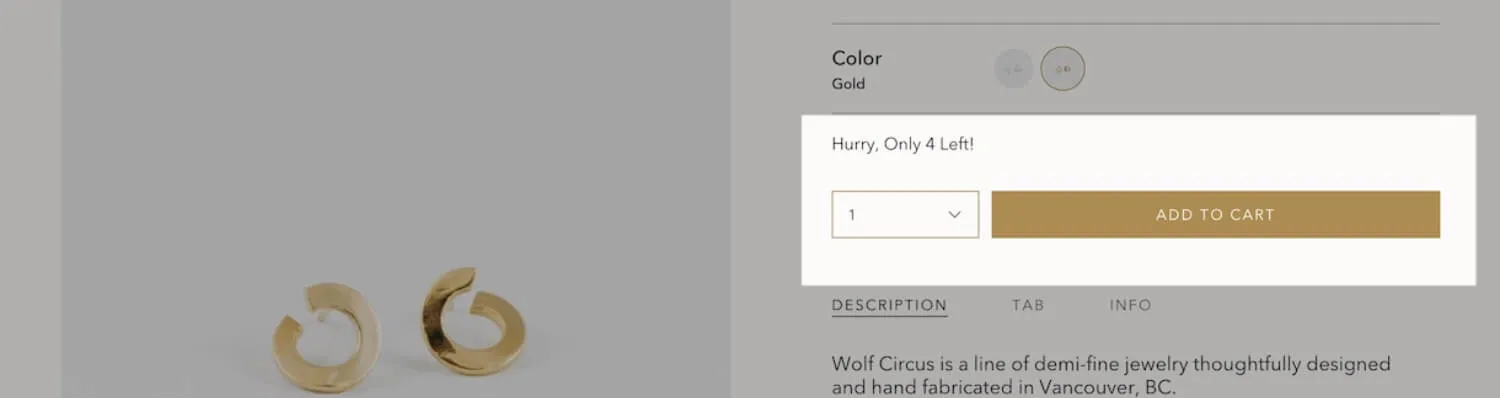 Example of the Inventory countdown block