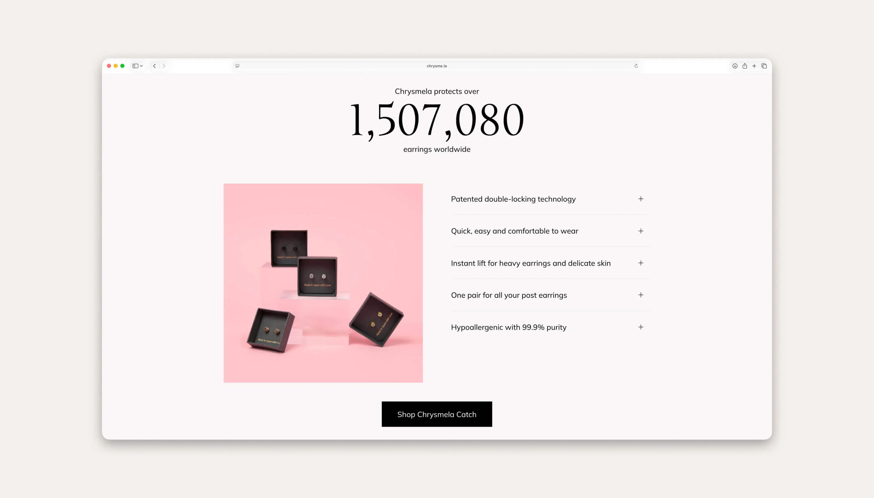 Chrysmela section showing number of customers alongside key features.