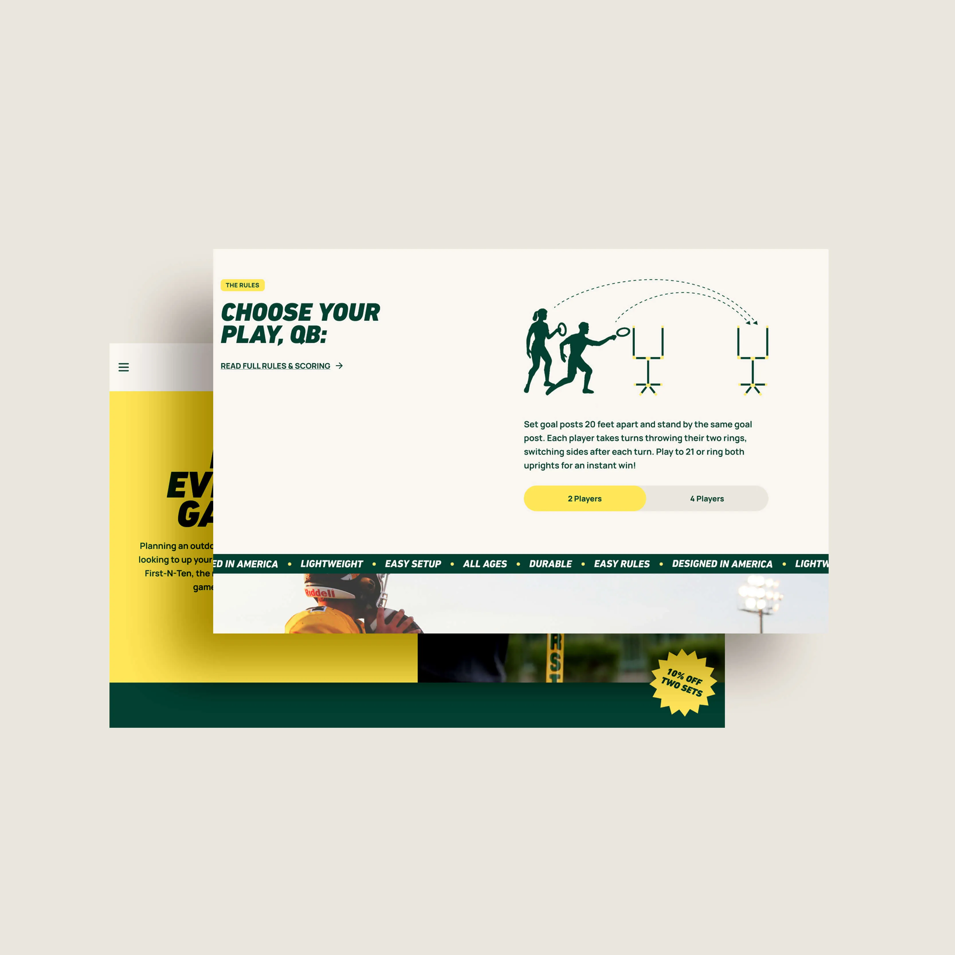 Mock-ups of First-N-Ten Shopify store designs.