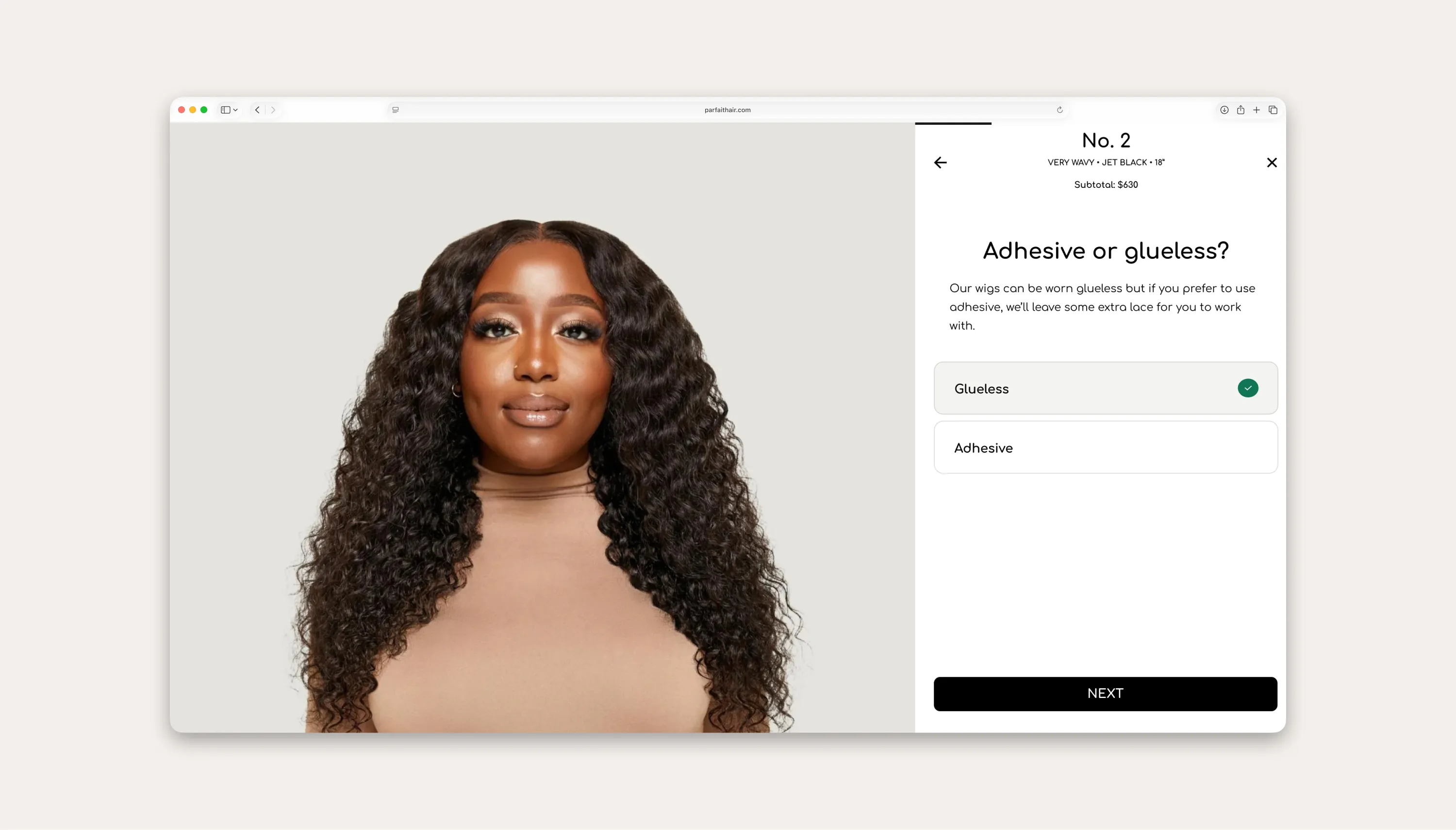 One of the screens in the custom product customizer.