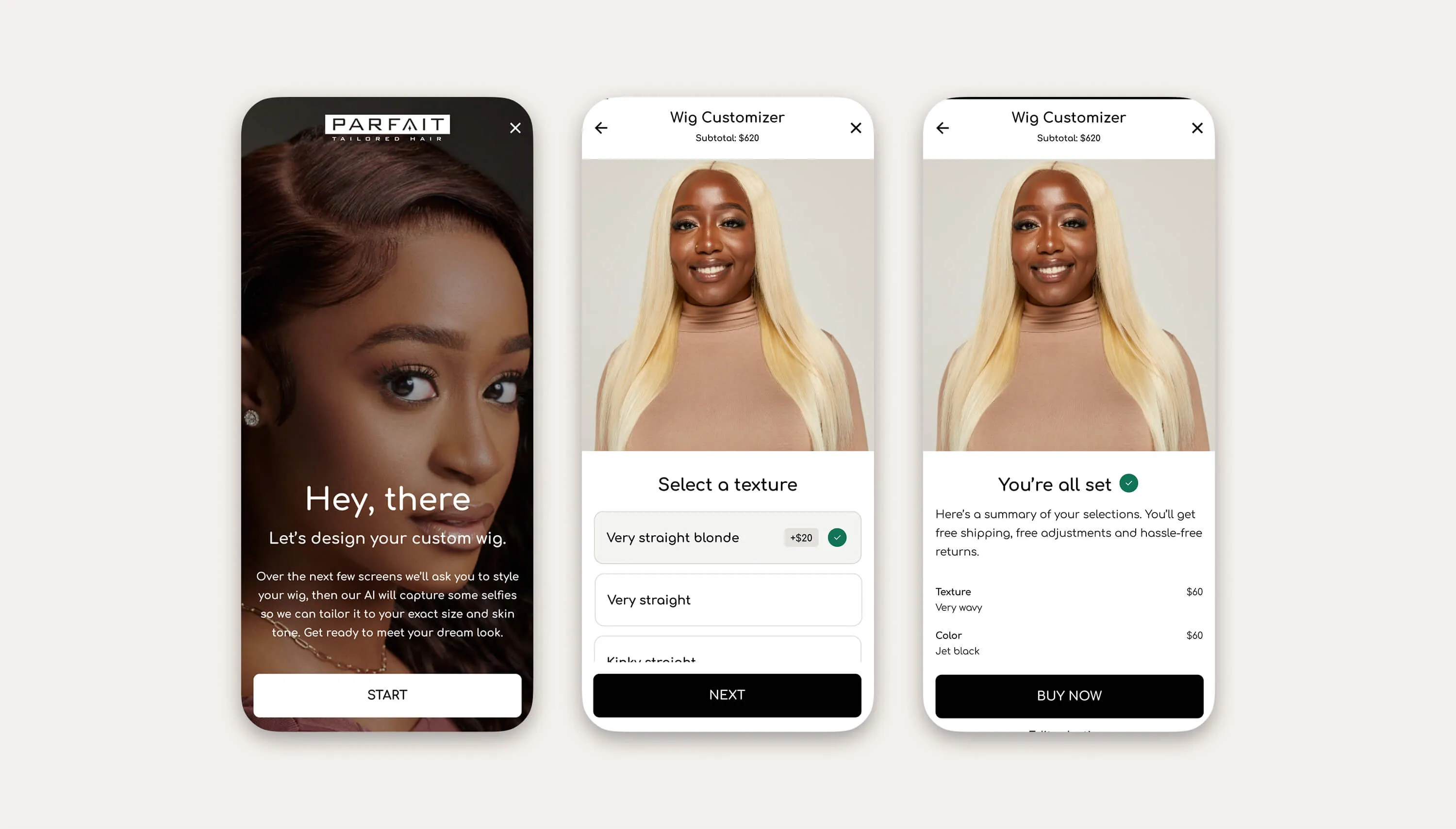 Moble mock-ups showing the product customizer.