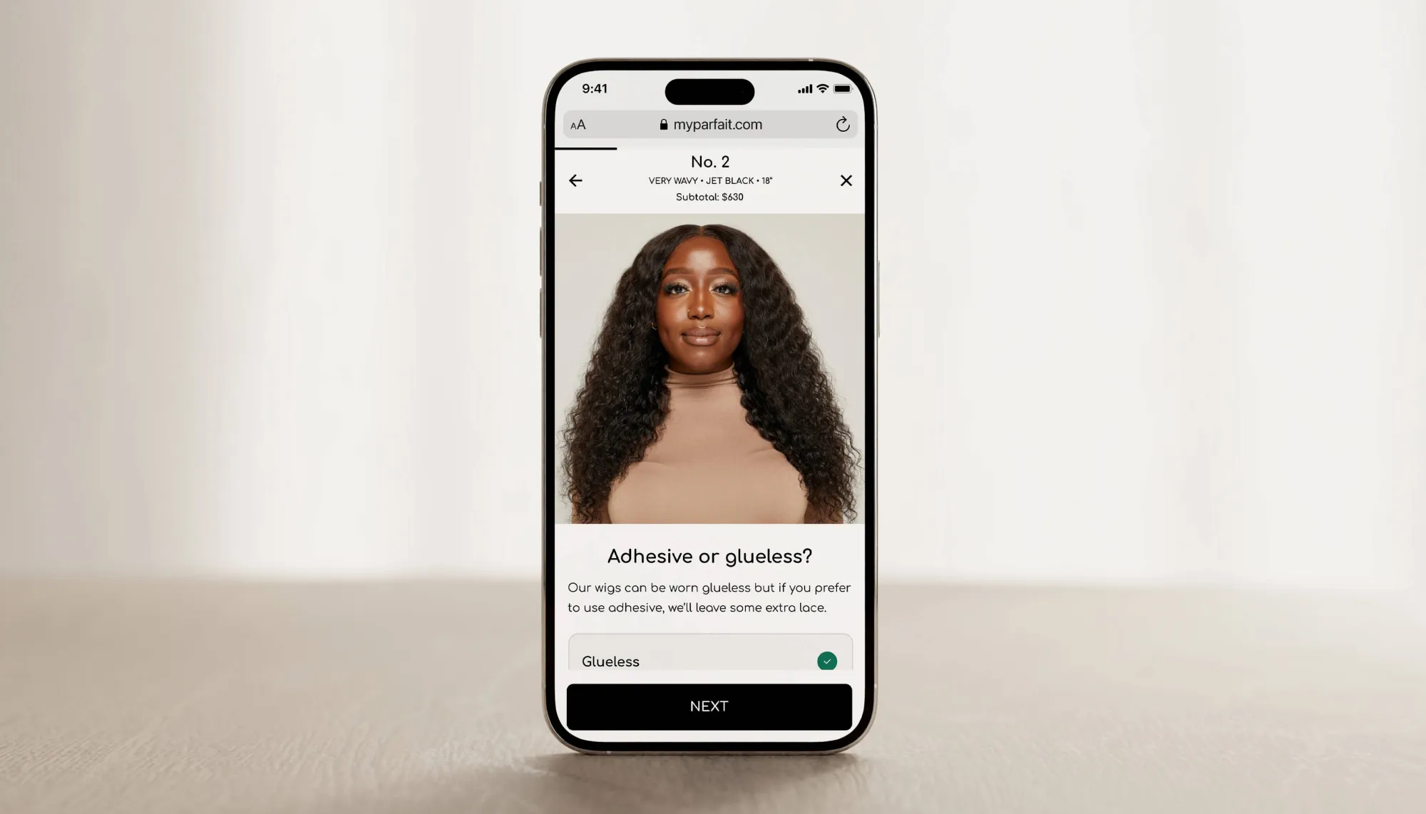 Mock-up of Parfait product customizer.
