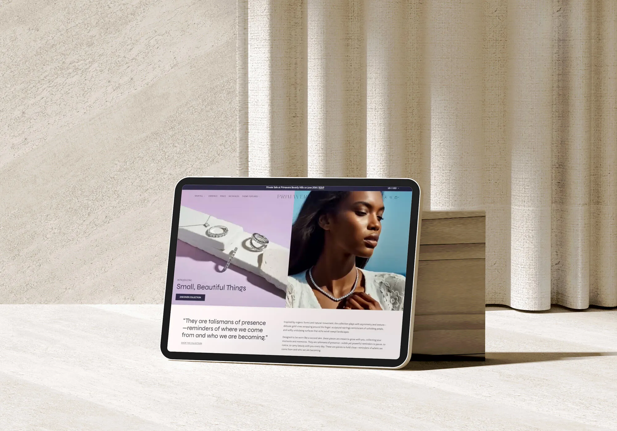 Primavera preset on an iPad against a neutral background.