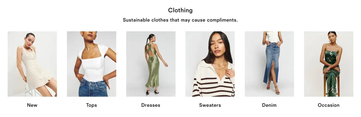 Screenshot of a subcollections-type section on Reformation